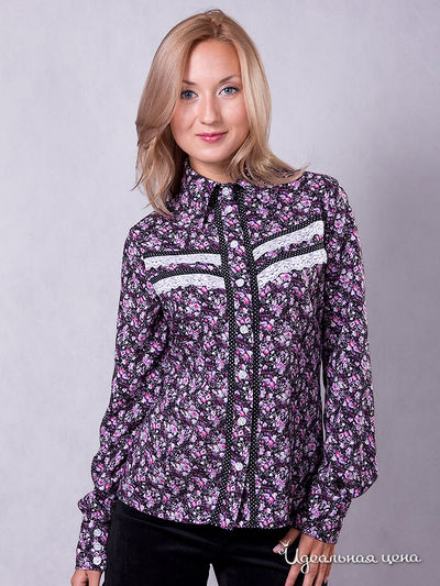 Блузка Wisell, цвет цвет черный / фиолетовый