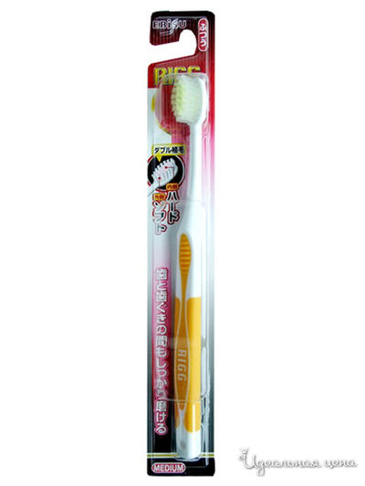 Зубная щетка с комбинированным прямым срезом ворса и прорезиненной ручкой, жёсткая, EBISU