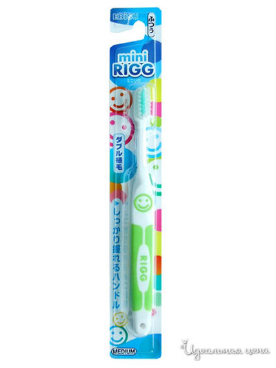 Зубная щетка для детей от 3-х лет с комбинированным ворсом и прорезиненной ручкой, средней жесткости, EBISU