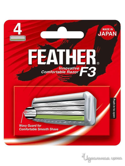 Кассеты сменные с тройным лезвием F-System Samrai Edge, 4 штуки, Feather