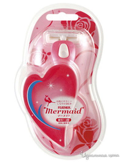 Станок бритвенный женский с тройным лезвием Mermaid Rose Pink, 3 кассеты, Feather