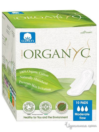 Прокладки с крылышками Нормал, ультратонкие, 10 шт, Organyc