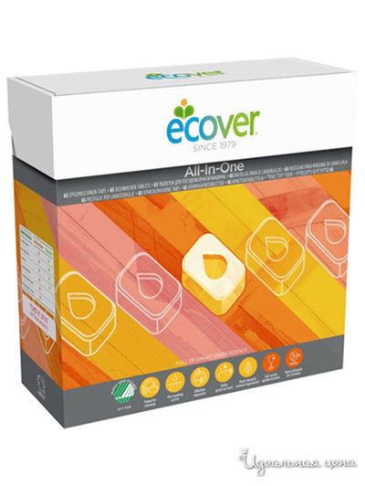 Таблетки для посудомоечной машины 3 в 1, 1,3 кг, Ecover