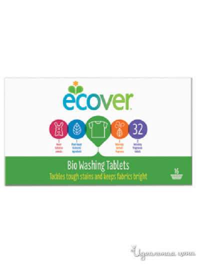 Таблетки для стирки экологические, 32 шт, 960 г, Ecover