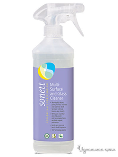 Средство чистящее универсальное для различного вида поверхностей и стекол с маслами лаванды и лемонграсса, 500 мл, SONETT