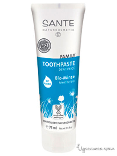 Зубная паста с мятой и фтором FAMILY, 75 мл, Sante