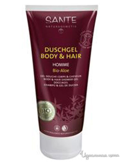 Шампунь-гель для волос и тела мужской HOMME, 200 мл, Sante