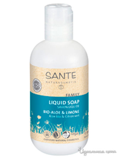 Мыло жидкое с Био-алоэ и лимоном FAMILY, 200 мл, Sante