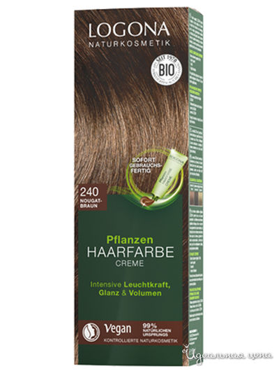 Крем-краска, коричневая нуга, 150 мл, Logona