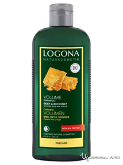 Шампунь для объема с медом и пивом, 250 мл, Logona