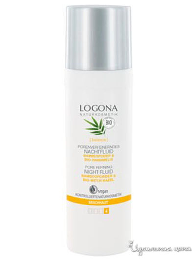 Флюид для сужения пор ночной с Био-бамбуком и био-гамамелисом, 30 мл, Logona