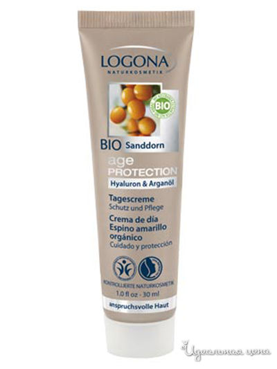 Крем для лица дневной питательный против морщин с Био-облепихой Age Protection, 30 мл, Logona