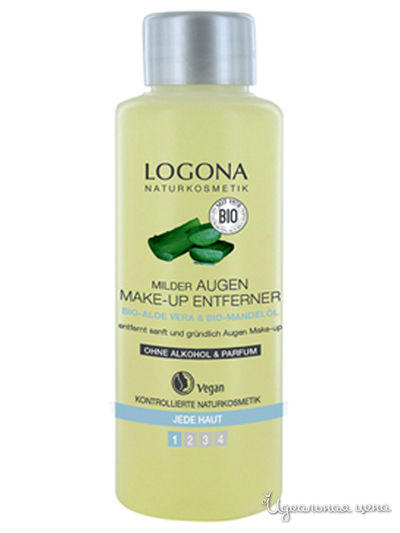 Средство для деликатного снятия макияжа с глаз c Био-алоэ и био-миндалем, 100 мл, Logona