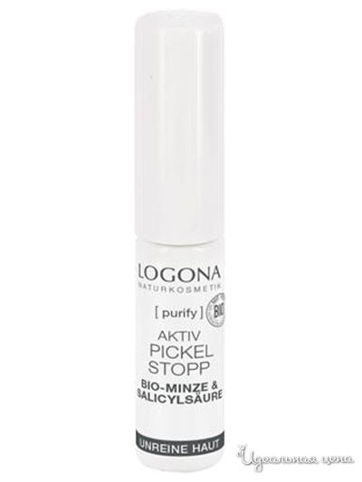 Средство активное против высыпаний на лице с Био-мятой и салициловой кислотой из коры ивы, 6 мл, Logona