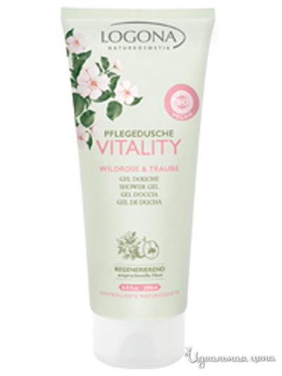 Гель для душа с Дикой розой и виноградом Vitality, 200 мл, Logona