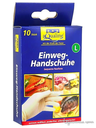 Перчатки бытовые одноразовые, размер L большой, 10 шт, a&n&a aQualine