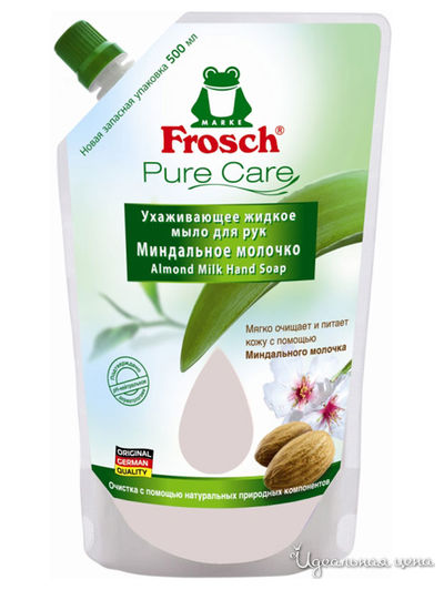 Жидкое мыло для рук ухаживающее Миндальное молочко, запасная упаковка, 500 мл, Frosch