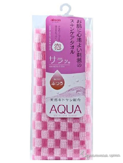 Мочалка для тела массажная с хитозаном AQUA, AISEN, цвет розовый