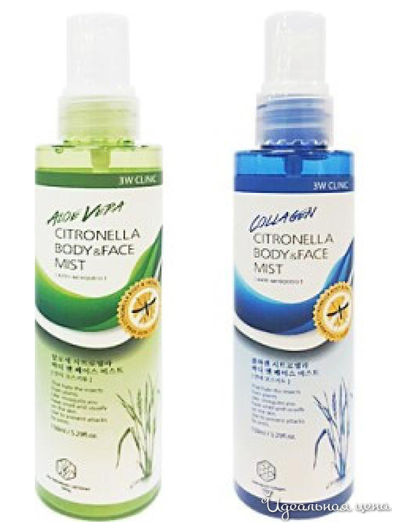 Средство для лица и тела с коллагеном антимоскитное, 100 мл, 3W Clinic