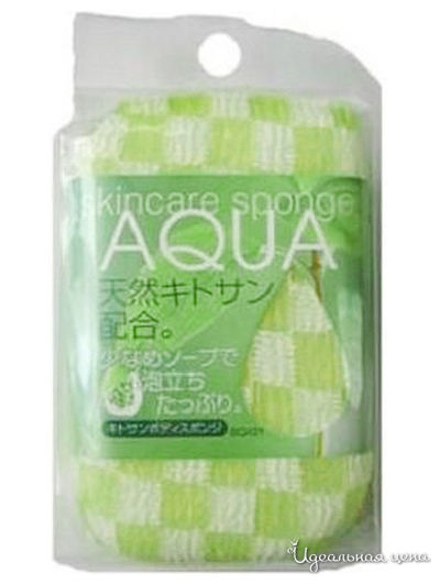 Мочалка-спонж AQUA с хитозаном, AISEN, цвет зеленый