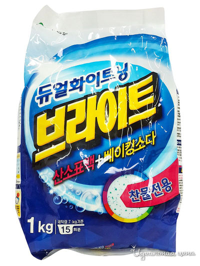 Порошок стиральный с пузырьками кислорода и содой Белизна и яркость, 1000 г, Mukunghwa