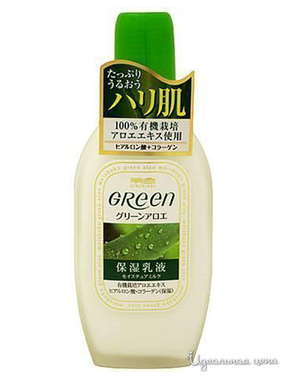 Молочко для ухода за сухой и нормальной кожей лица увлажняющее коллаген, гиалуроновая кислота Green Plus Aloe Moisture Milk, 170 г, Meishoku