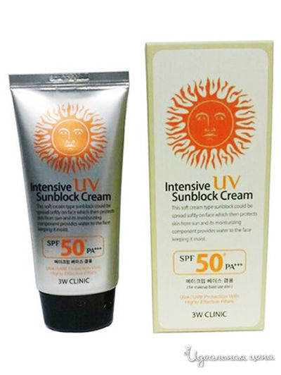 Крем для лица интенсивный солнцезащитный с УФ защитой SPF50+PA+++  Intensive UV Sun Block Cream, 70 мл, 3W Clinic