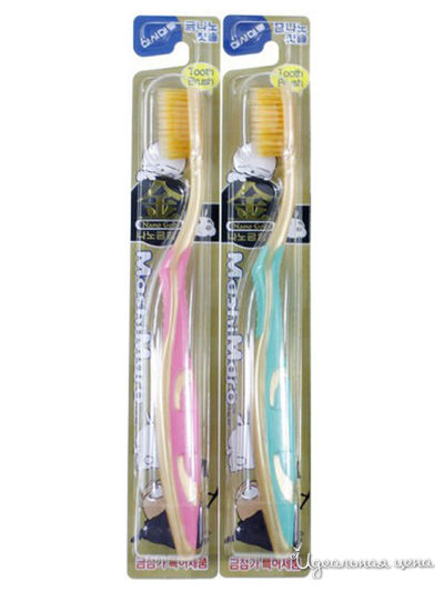 Зубная щетка с наночастицами золота и сверхтонкой двойной щетиной (средней жесткости), Mashimaro, цвет в ассортименте