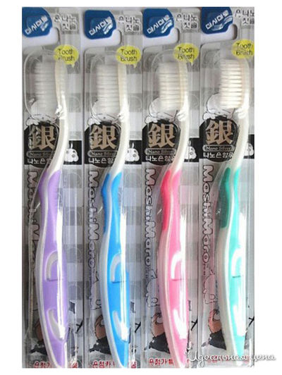 Зубная щетка с наночастицами серебра и сверхтонкой двойной щетиной (средней жесткости), Mashimaro, цвет в ассортименте
