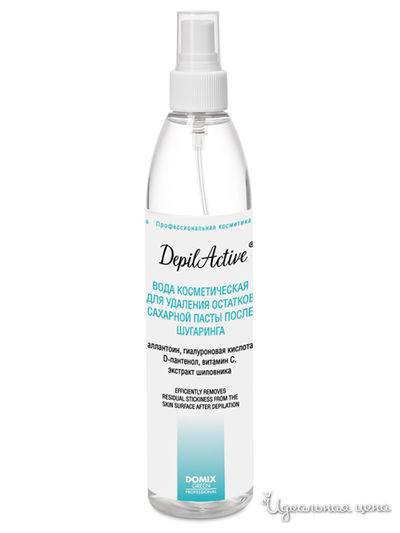 Вода косметическая для удаления остатков сахарной пасты после процедуры шугаринга, 320 мл, DOMIX