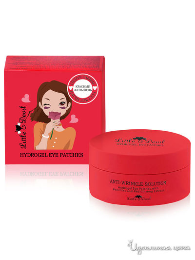Патчи для глаз гидрогелевые c пептидами и экстрактом красного женьшеня, 60 шт, Little Devil