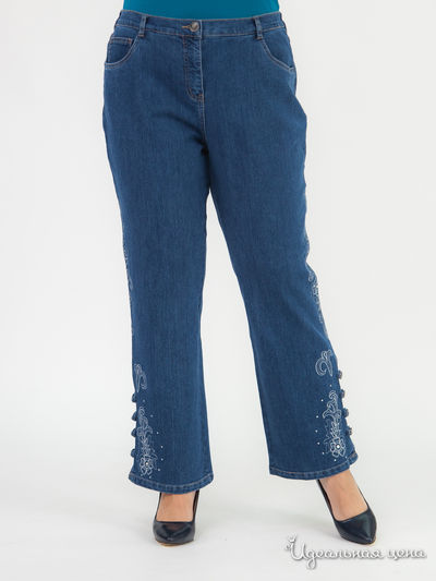 Джинсы буткат с вышивкой и пуговицами Laura Kent Klingel, цвет синий