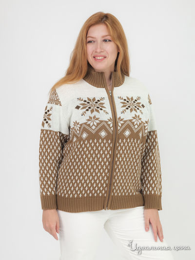 Кардиган Laura Kent Klingel, цвет коньячный, кремовый, рисунок