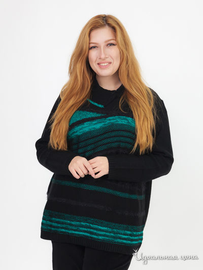 Пуловер Miamoda Klingel, цвет черный, зеленый, полоска