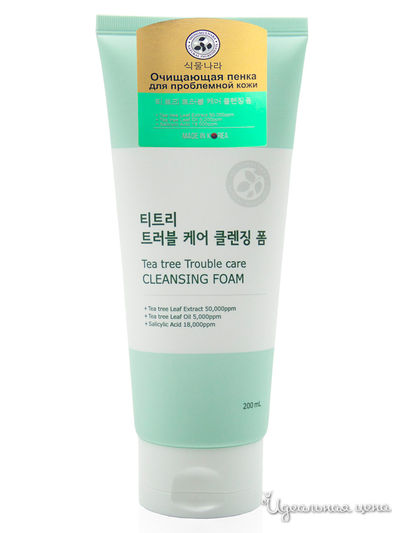 Пенка для проблемной кожи очищающая с чайным деревом Tea Tree Trouble Care, 200 мл, 4SKIN