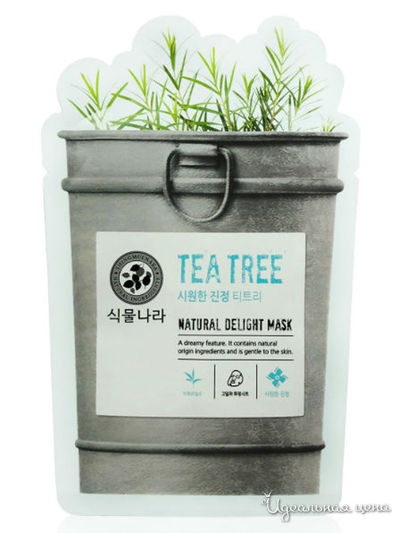 Маска для лица супертонкая тканевая с маслом чайного дерева Natural Delight Mask, 25 г, 4SKIN