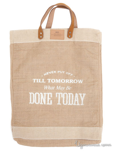 Сумка-шопер из ткани и кожи Add Klingel, цвет бежевый, принт