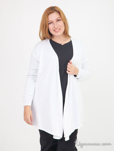 Асимметричный кардиган из хлопка Alba Moda Klingel, цвет белый