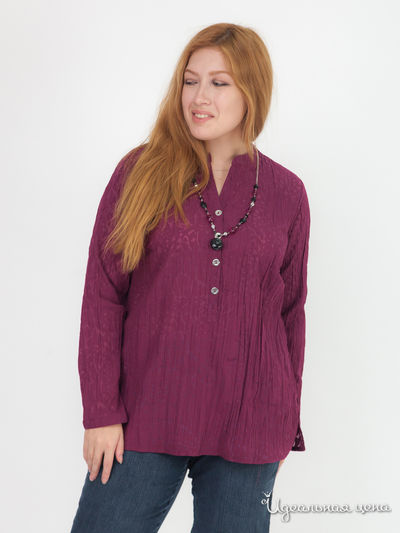 Жатая блузка с бусами Julietta Klingel, цвет бордовый
