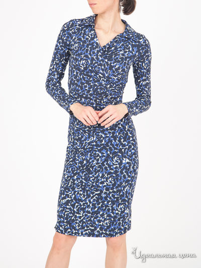 Платье из джерси с эффектом запаха Artigiano Klingel, цвет синий, рисунок