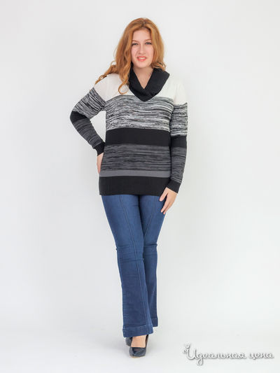 Пуловер Paola Klingel, цвет черный, белый, полоска