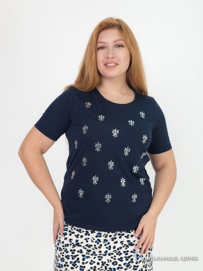 Футболка со стразами Paola Klingel, цвет темно-синий