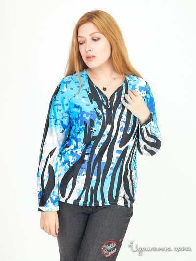 Блузка Paola Klingel, цвет синий, рисунок