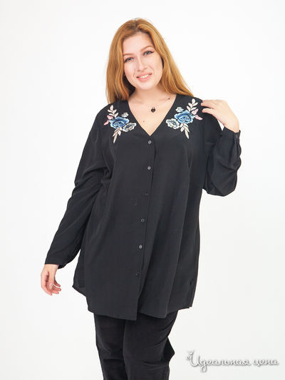 Блузка с вышивкой M.Collection Klingel, цвет черный, рисунок