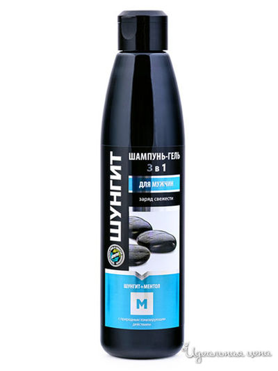 Шампунь-гель 3 в 1 для мужчин Шунгит + Ментол, 330 мл, NATURA VITA