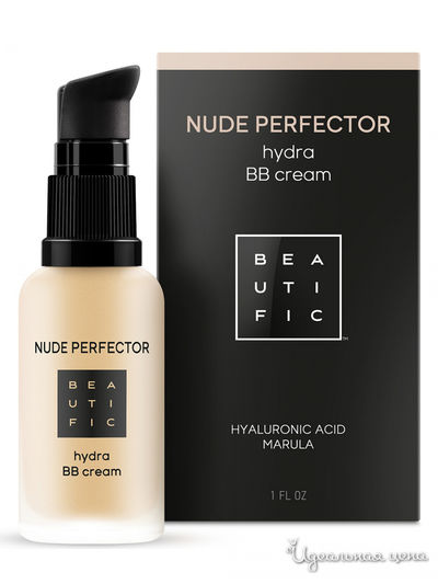 ВВ-крем с гиалуроновой кислотой Nude perfector, 1 светлый бежевый, 30 мл, BEAUTIFIC