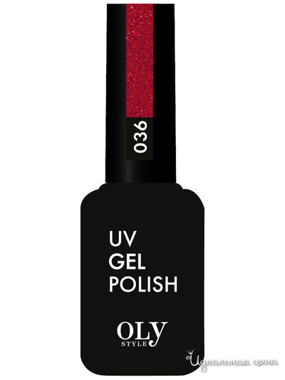 Гель-лак для ногтей, 036 малиновый с глиттером, 10 мл, OLYSTYLE