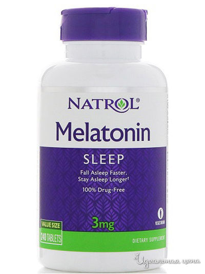 Биодобавка Melatonin, 3 мг, 240 капсул, Natrol