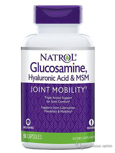 Биодобавка Hyaluronic Acid MSM & Glucosamine, 90 капсул, Natrol