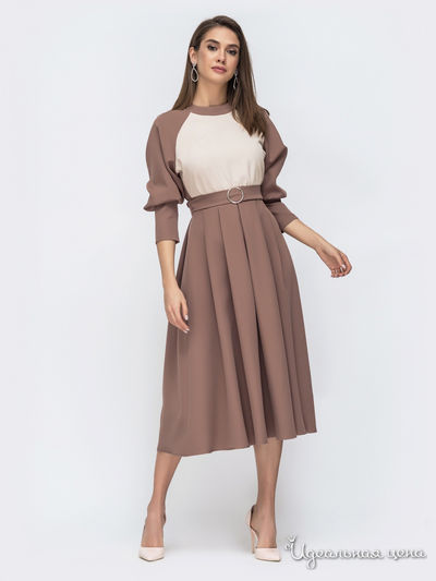 Платье Dressa, цвет коричневый, молочный